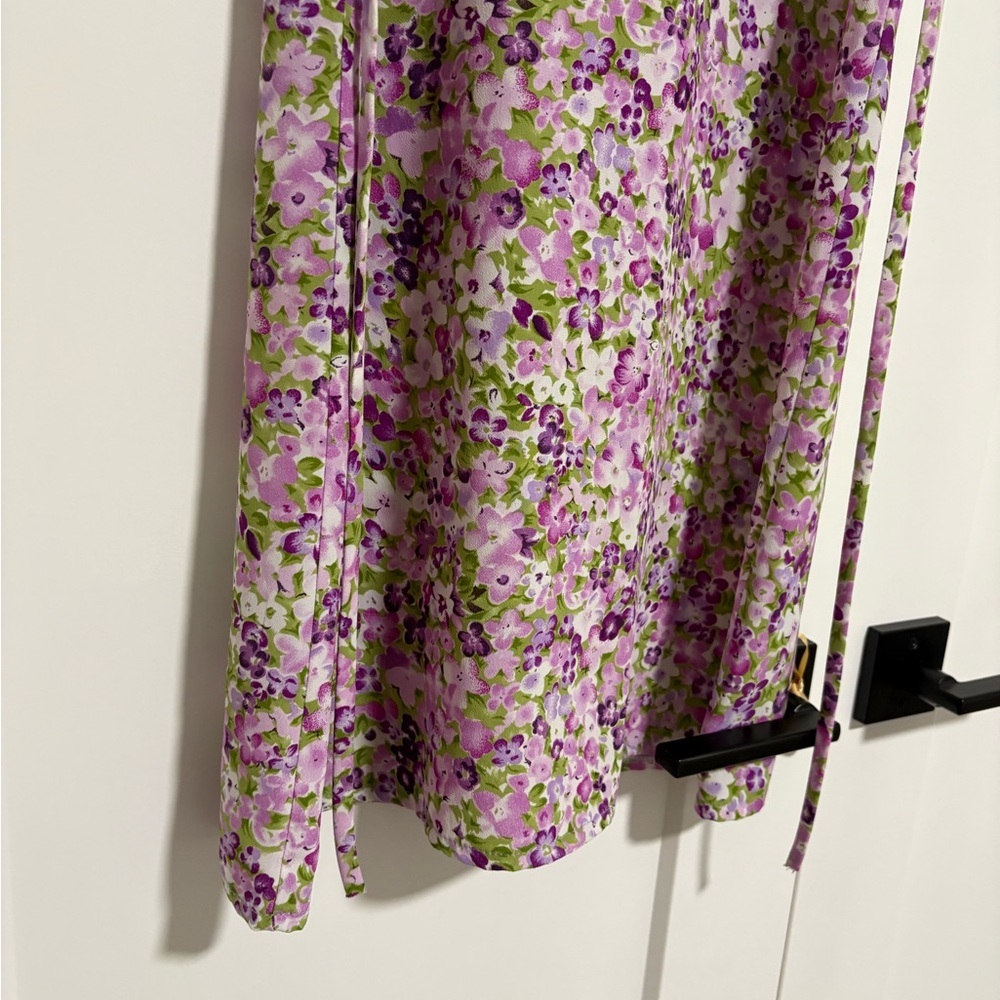 Vintage Floral Sleeveless Midi Dress in Purple and Green Size Medium - Picture 6 of 9